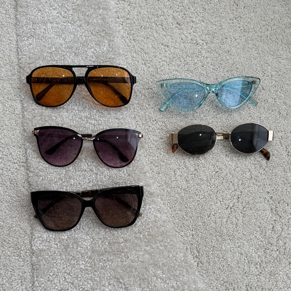 Women's Sunglasses Set - Amber, Aqua, Purple, Black, Dark Brown